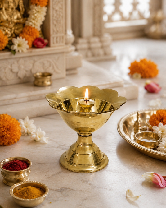 Brass Devdas Kamal Diya Oil Lamp
