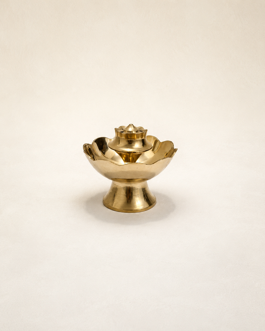 Brass Agardan Kamal Bowl Incense Stick Holder