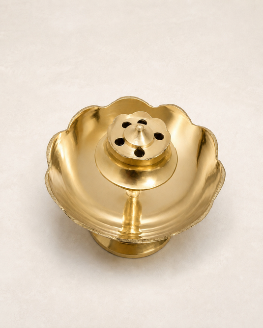 Brass Agardan Kamal Bowl Incense Stick Holder