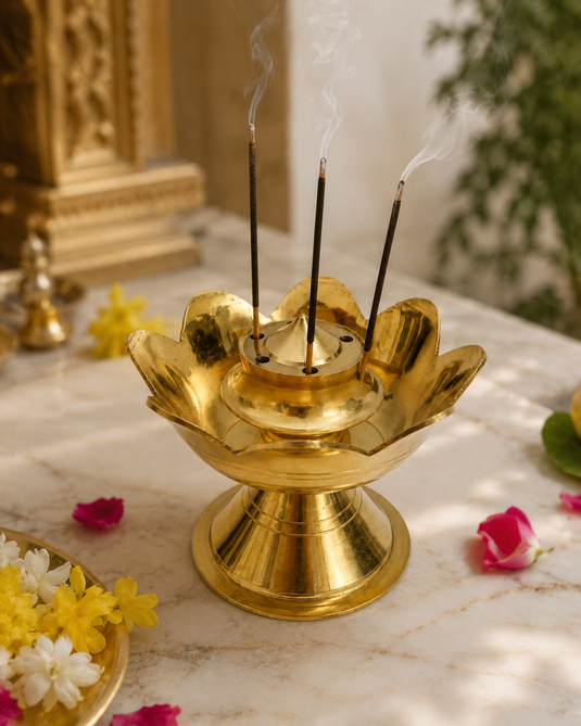 Brass Akhand Dev Agardan Incense Stick Holder
