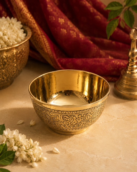 Brass Embossed Pyali Pooja Bowl