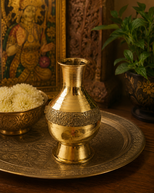 Brass Kalash Chambu Embossed Pooja Lota