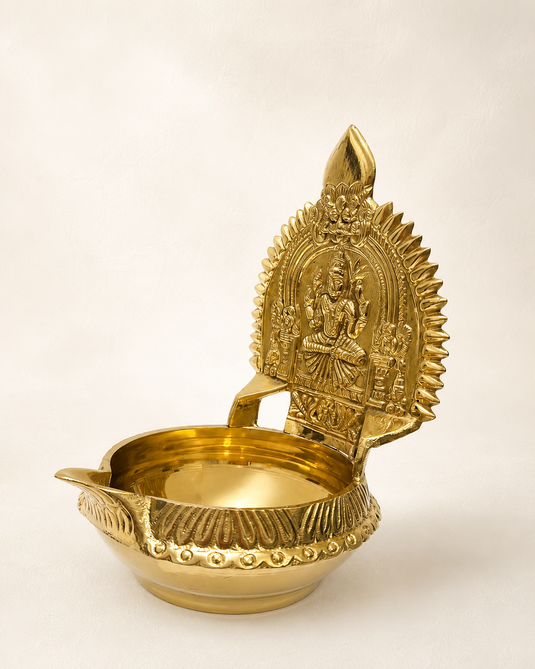 Brass Kuber Kamakshi Deity Diya Oil Lamp