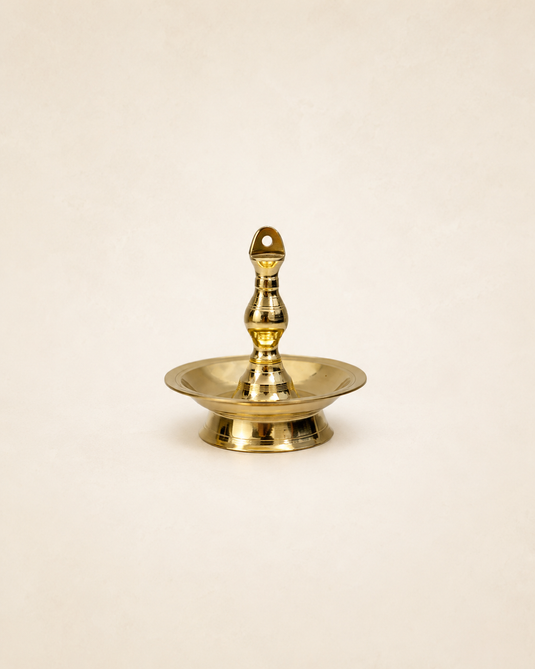 Brass Latkan Long Wick Round Hanging Diya Oil Lamp