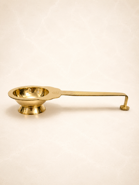 Brass Little Aarti Special Standing Diya Oil Lamp