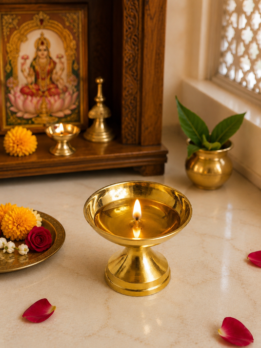 Brass Niranjan Diya Oil Lamp