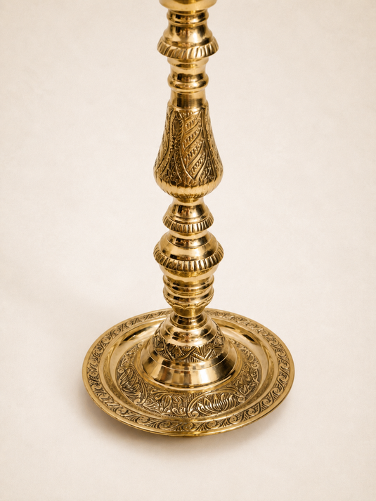 Brass Old Mahabharat Standing Diya Oil Lamp