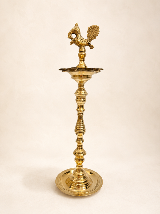 Brass Padi Deep Ring Standing Diya Oil Lamp