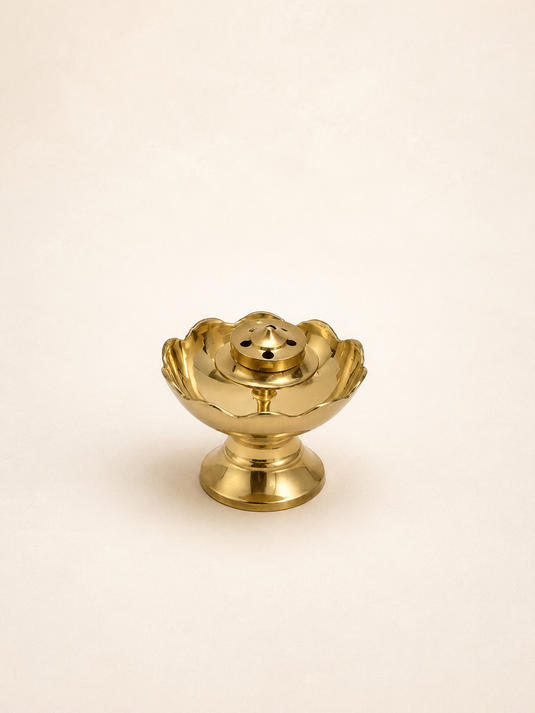 Brass Agardan Kamal Bowl Incense Stick Holder