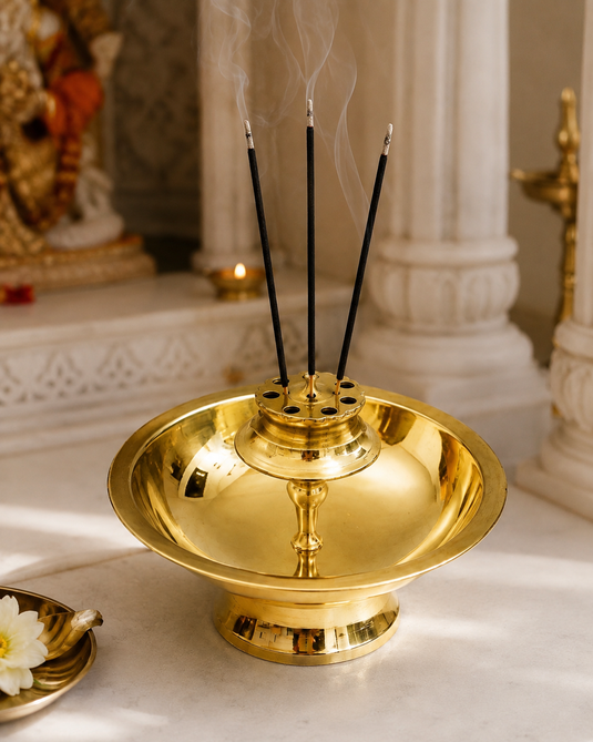 Brass Agardan Pyali Incense Stick Holder