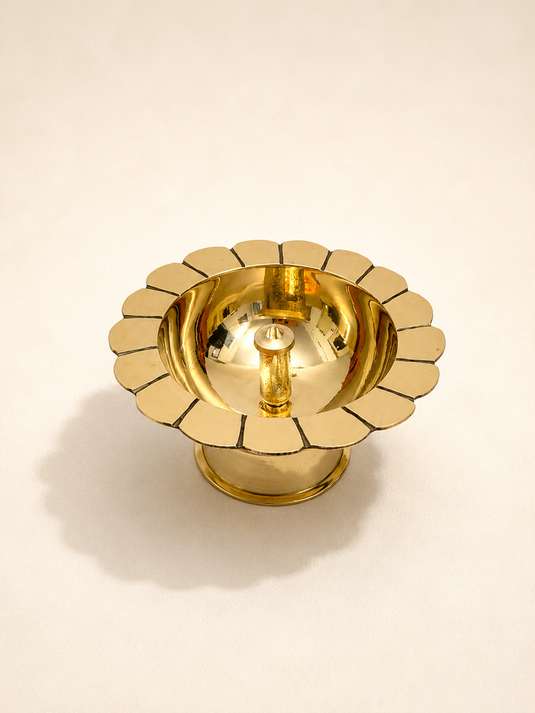 Brass Chandramukhi Pyali Pedestal Diya Oil Lamp