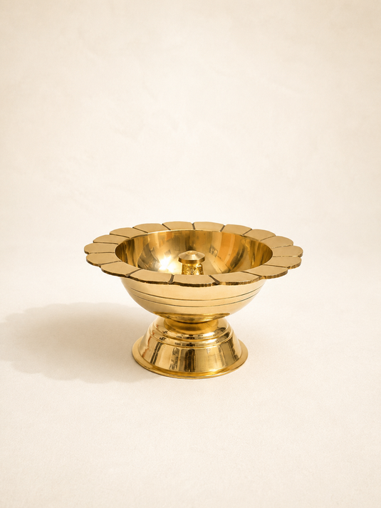 Brass Chandramukhi Pyali Pedestal Diya Oil Lamp