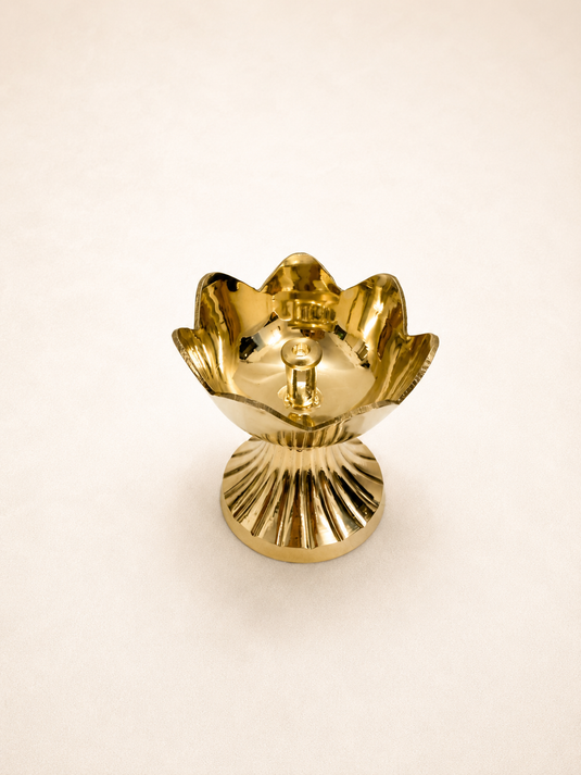 Brass Kamal Deep Pedestal Diya Oil Lamp