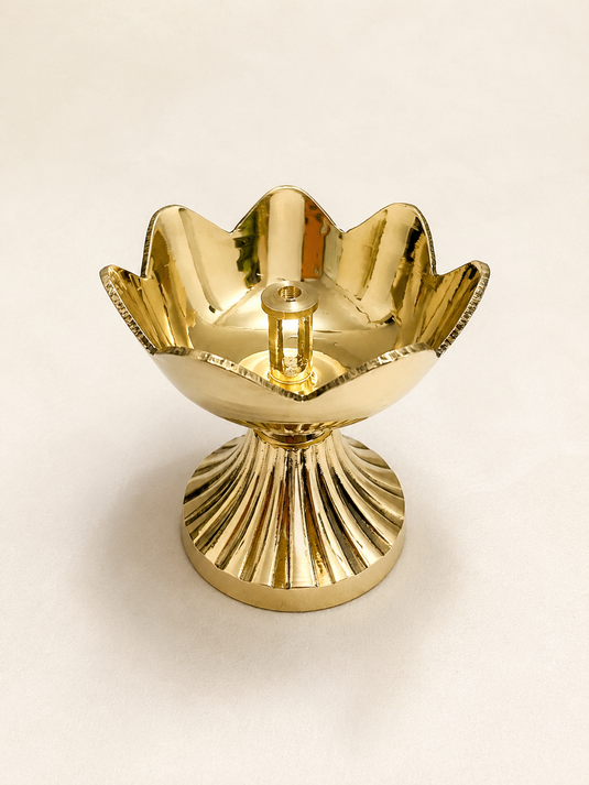 Brass Kamal Deep Pedestal Diya Oil Lamp