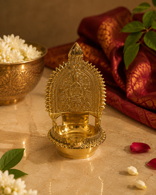 Brass Kuber Kamakshi Deity Diya Oil Lamp