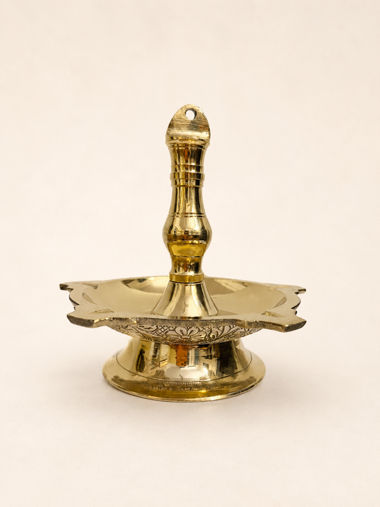 Brass Latkan Long Wick Patti Hanging Diya Oil Lamp