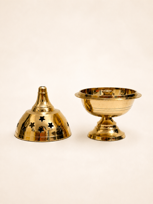 Brass Navratri Deep Covered Diya Oil Lamp