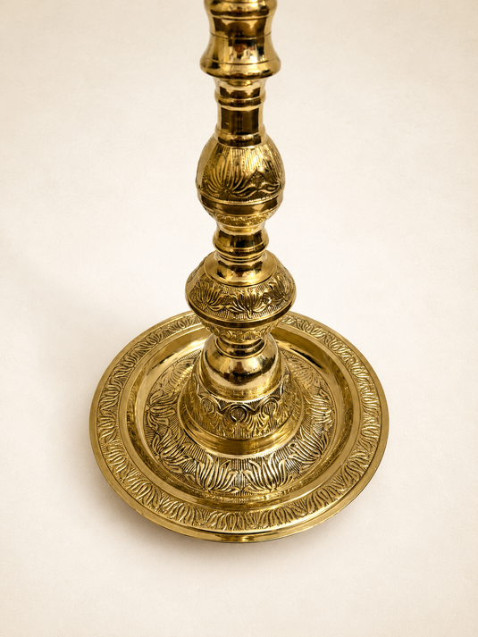 Brass New Mahabharat Standing Diya Oil Lamp