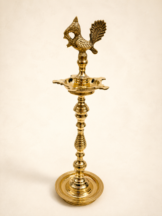 Brass Padi Deep Ring Standing Diya Oil Lamp