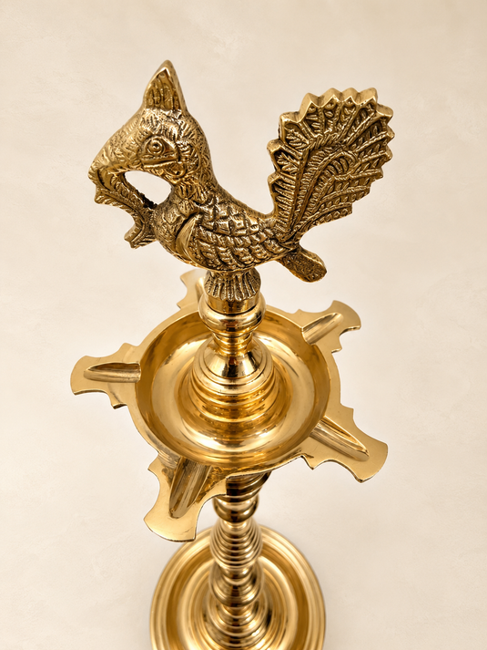 Brass Padi Deep Ring Standing Diya Oil Lamp