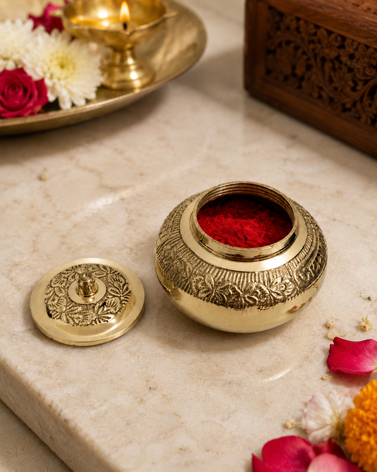 Brass Sindoor Kumkum Box