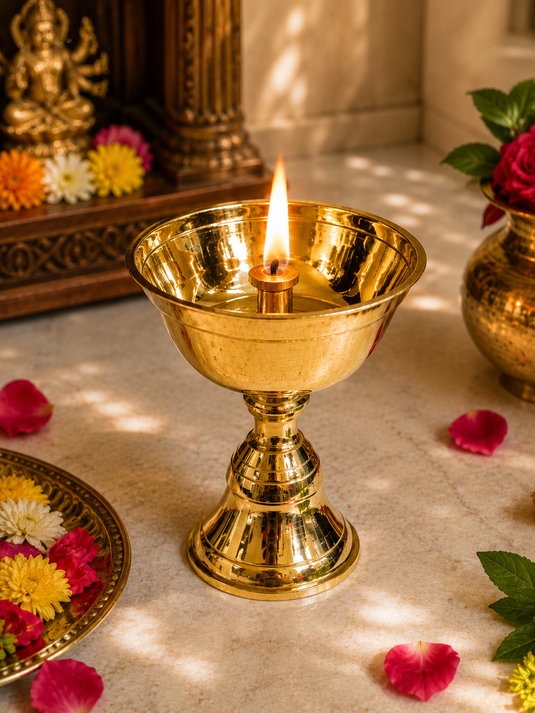Brass Stand Piyali Diya Oil Lamp