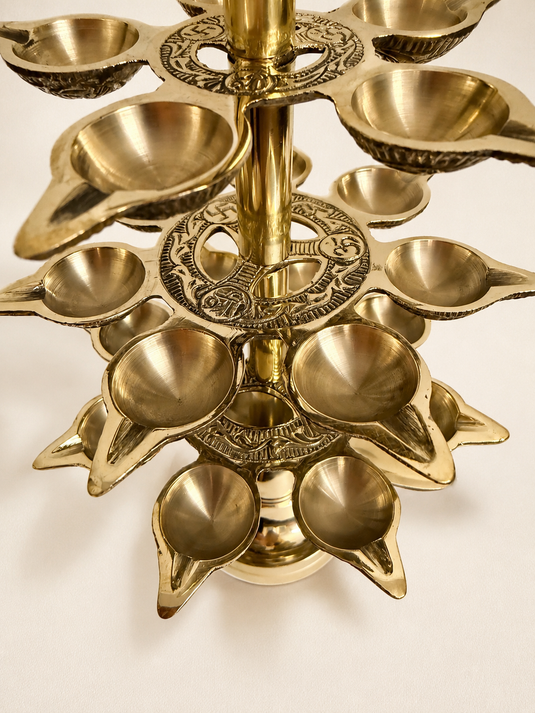 Brass Step Aarti Multi Wick Diya Stand